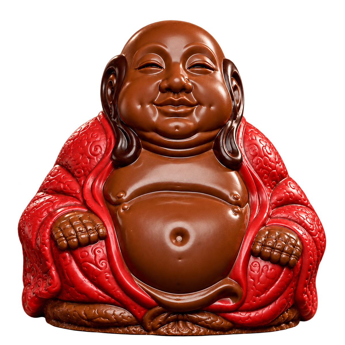 Chocion Schoko-Buddha aus Vollmilchschokolade mit rotem Gewand – 160g