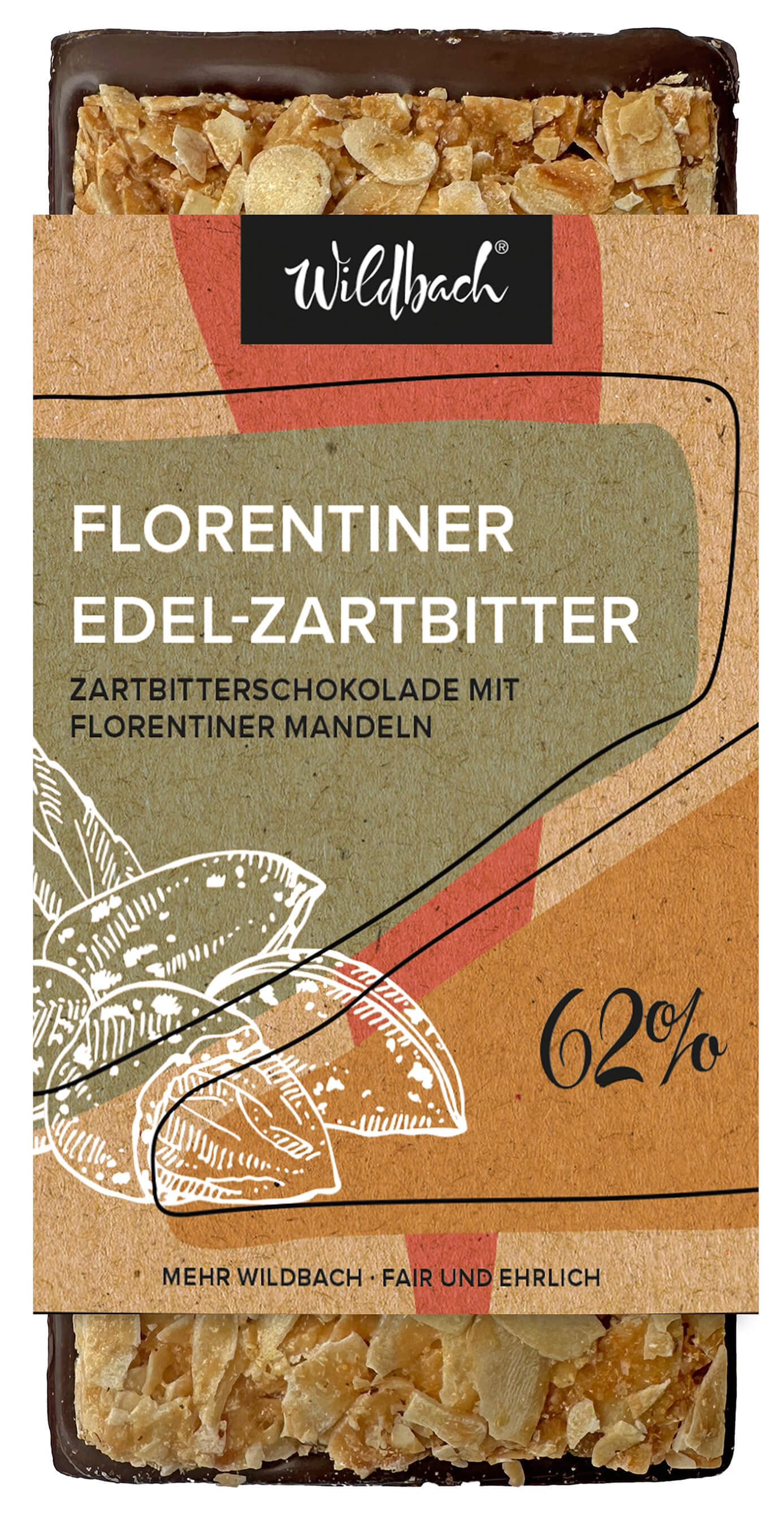 Wildbach Florentiner Zartbitterschokolade 62% – 90g Tafel