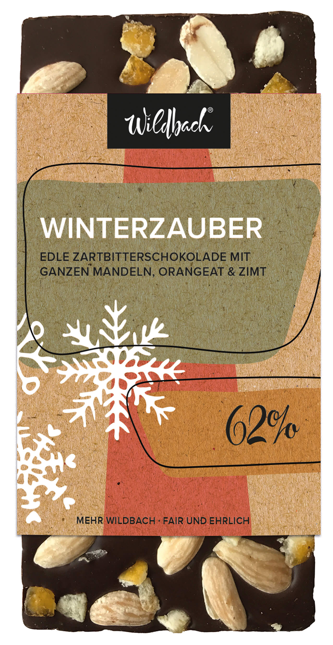 Wildbach Winterzauber Zartbitterschokolade 62% – 90g Tafel