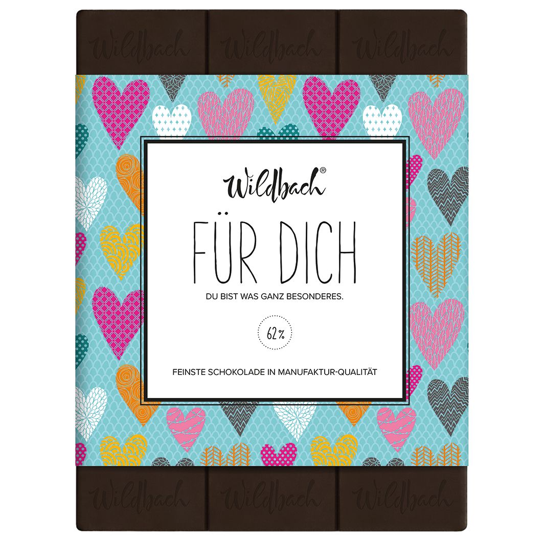 Wildbach Für Dich Zartbitterschokolade 62% – 70g Tafel