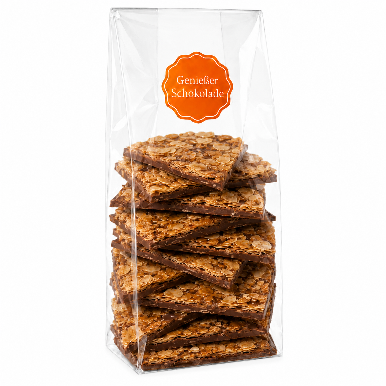 Bruchschokolade Florentiner in Vollmilch Schokolade