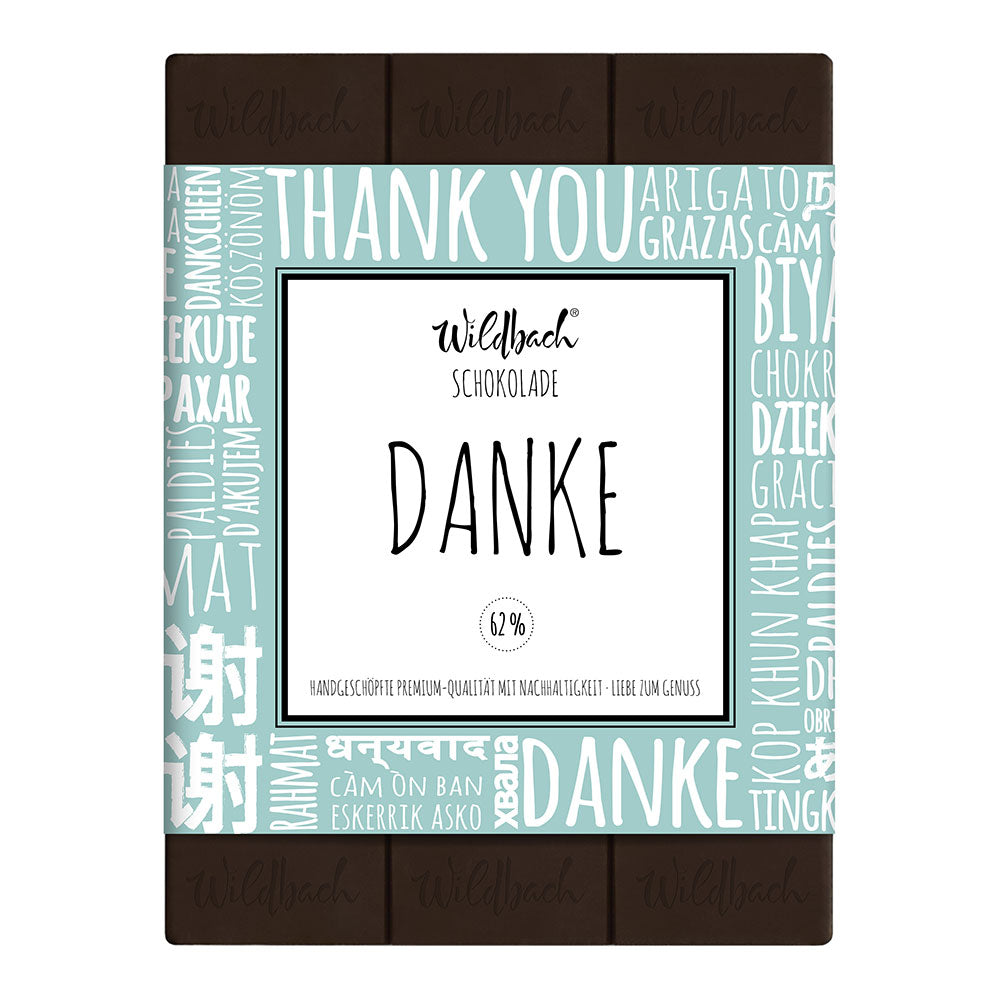 Wildbach Danke – Zartbitter 62% – 70g Tafel