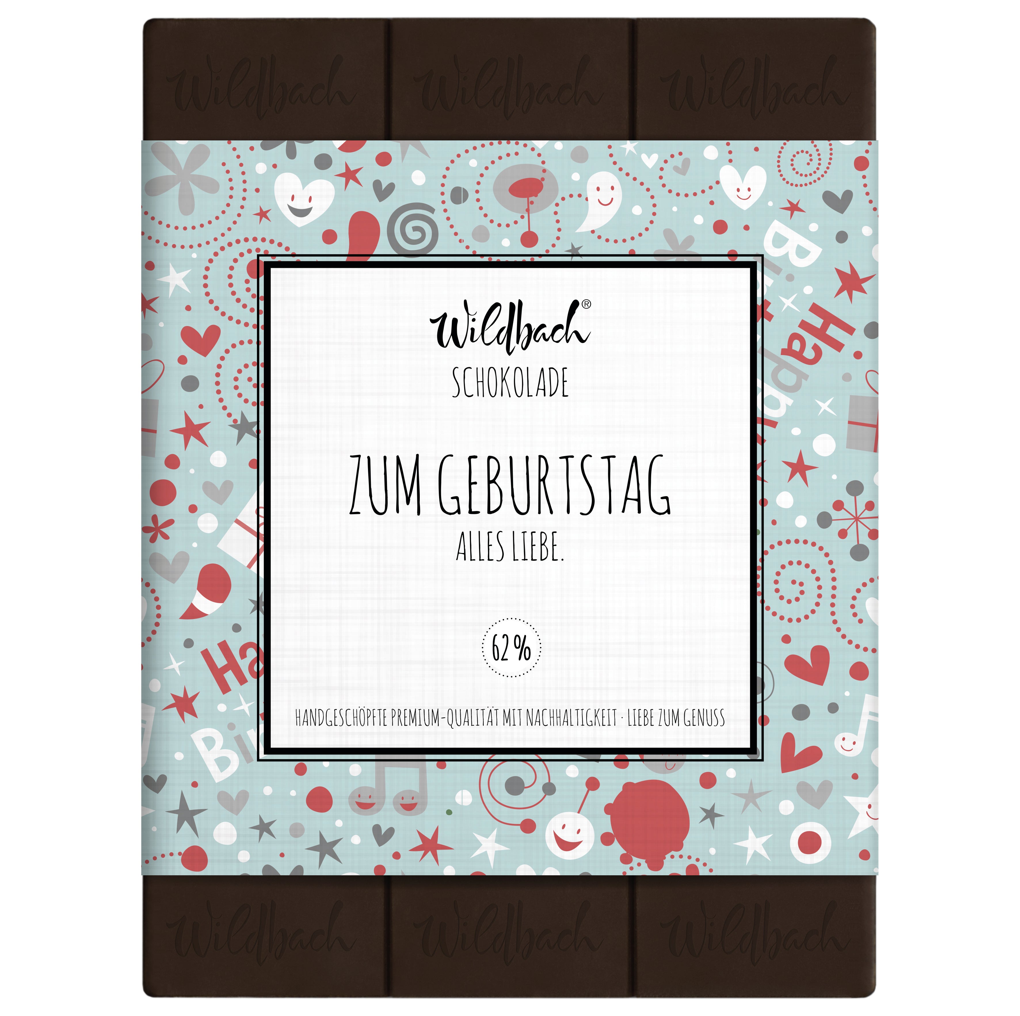 Wildbach Zum Geburtstag – Zartbitter 62% – 70g Tafel