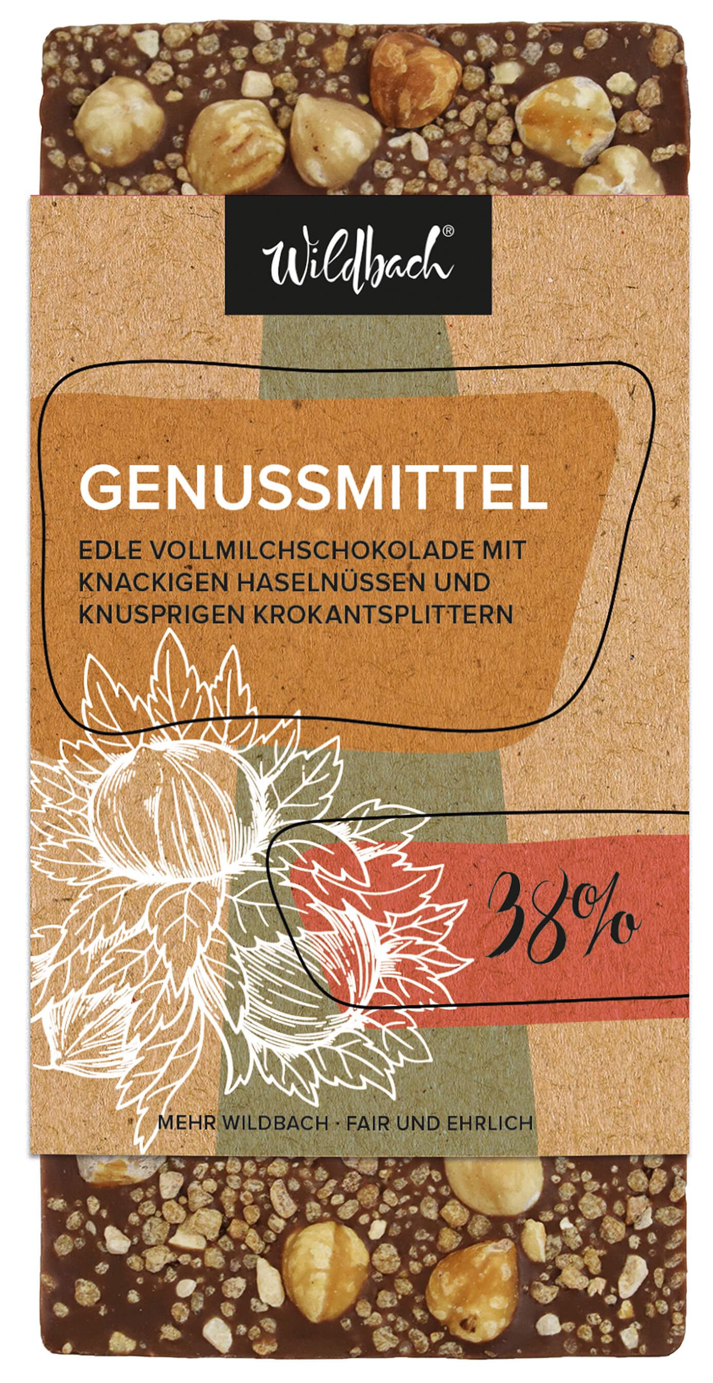 Wildbach Genussmittel Vollmilchschokolade 38% – 90g Tafel