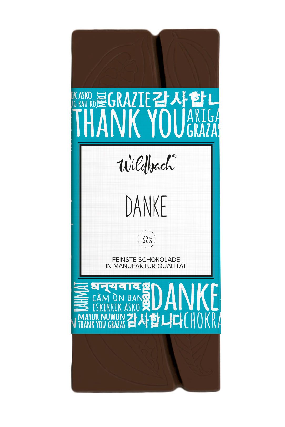Wildbach Danke Zartbitterschokolade 62% – 45g Tafel