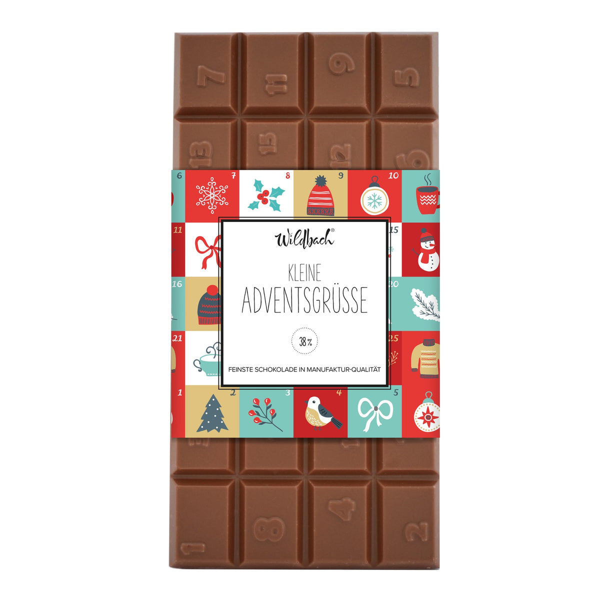Wildbach Kleine Adventsgrüße – Vollmilch 38% – Adventskalendertafel 90g